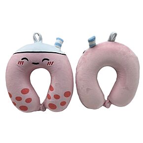 Relaxeazzz Plush Memory Foam Travel Pillow - Foodiemals Bubble Tea