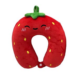 Relaxeazzz Plush Memory Foam Travel Pillow - Foodiemals Strawberry