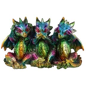 Hear No See No Speak No Metallic Rainbow Dragon Figurine Hear No See No Speak No Metallic Rainbow Dragon Figurine