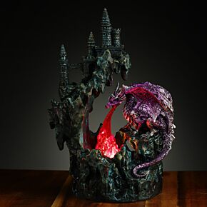 Fire Breather Cliff Top Castle LED Dark Legends Dragon Figurine Fire Breather Cliff Top Castle LED Dark Legends Dragon Figurine