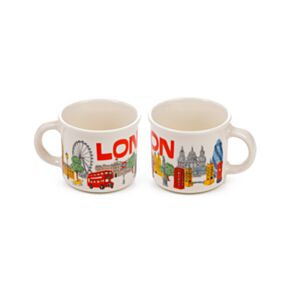 Set of 2 Porcelain Espresso Cups - London Souvenir London Landmarks