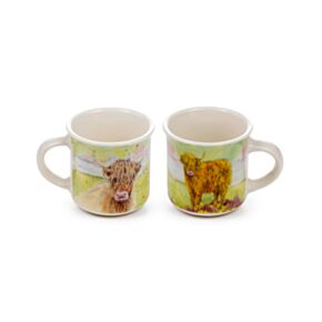 Set of 2 Porcelain Espresso Cups 75ml - Jan Pashley Highland Coo