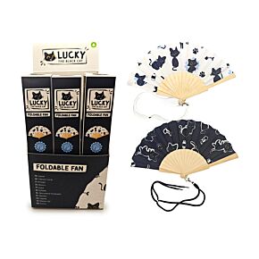 Folding Hand Fan - Lucky the Black Cat Folding Hand Fan - Lucky the Black Cat