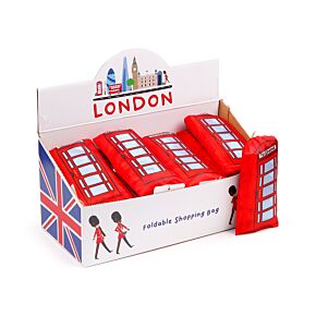 Handy Foldable Shopping Bag - London Icons Red Telephone Box Handy Foldable Shopping Bag - London Icons Red Telephone Box