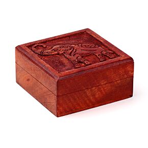 Mango Wood Carved Elephant Trinket Box Mango Wood Carved Elephant Trinket Box
