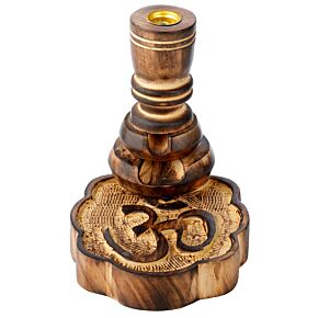 Carved Mango Wood Backflow Incense Burner - Om Carved Mango Wood Backflow Incense Burner - Om