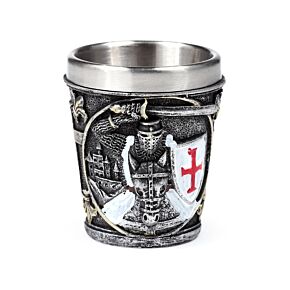 Decorative Shot Glass - Medieval Knight with White & Red Shield