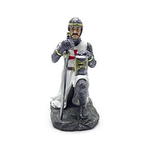 Fantasy Knight Ornament - Kneeling with Sword & Helmet Fantasy Knight Ornament - Kneeling with Sword & Helmet