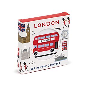 Set of 4 Cork Novelty Coasters - London Souvenir