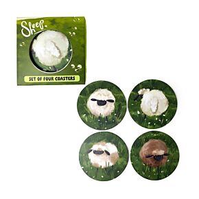 Set of 4 Cork Novelty Coasters - Sheep