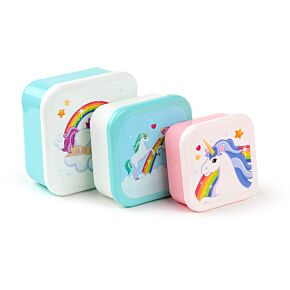 Lunch Boxes Set of 3 (S/M/L) - Enchanted Rainbow Unicorn Lunch Boxes Set of 3 (S/M/L) - Enchanted Rainbow Unicorn