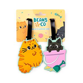 PVC Luggage Tag Set of 2 - Beans & Co Cats PVC Luggage Tag Set of 2 - Beans & Co Cats