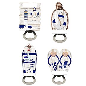 Magnetic Bottle Opener - Nautical Blue & White