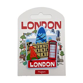 PVC Magnet - Beefeater & Red Telephone Box London Souvenir PVC Magnet - Beefeater & Red Telephone Box London Souvenir