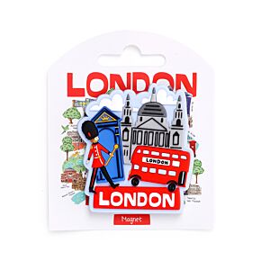 PVC Magnet - Guardsman & Red Bus London Souvenir PVC Magnet - Guardsman & Red Bus London Souvenir