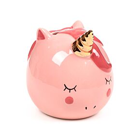 Ceramic Money Box - Enchanted Rainbows Unicorn Pink