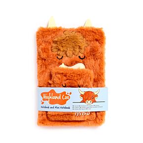 Plush A5 Notebook with Pouch & Mini Notebook - Highland Coo Plush A5 Notebook with Pouch & Mini Notebook - Highland Coo