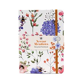 Recycled Paper A5 Lined Notebook with Elastic - Nectar Meadows Recycled Paper A5 Lined Notebook with Elastic - Nectar Meadows