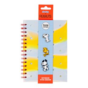 Silicone Charms A5 Lined Notebook - Peanuts Snoopy & Woodstock