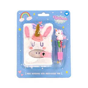 Plush A7 Notebook & Multi Colour Pen - Unicorn Magic