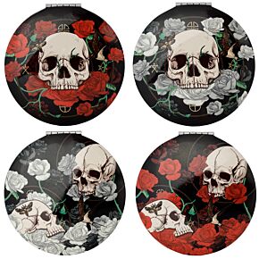 Compact Mirror - Skulls and Roses