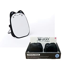 Free Standing Mini Compact Mirror - Lucky the Black Cat Free Standing Mini Compact Mirror - Lucky the Black Cat