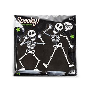 Pack of 12 Napkins - Halloween Skeleton