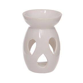 Simple Tear Drop Cut-Out White Ceramic Oil and Wax Burner