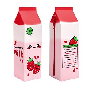 Silicone Upright Pencil Case - Foodiemals Strawberry Milk Carton Silicone Upright Pencil Case - Foodiemals Strawberry Milk Carton