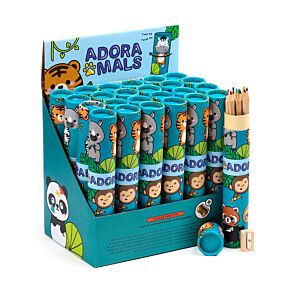 Large Colouring Pencil Tube & Sharpener - Adoramals Wild