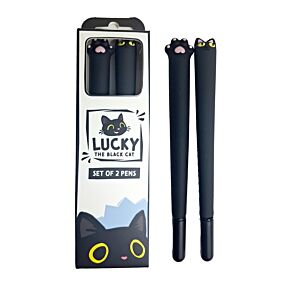 2 Piece Gel Pen Set - Lucky the Black Cat