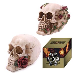 Fantasy Skull Head with Roses Ornament