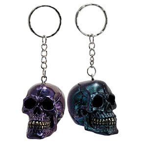 Novelty Keyring - Skulls and Roses Metallic Skull