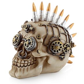 Fantasy Steampunk Skull Ornament - Bullet Mohican Fantasy Steampunk Skull Ornament - Bullet Mohican