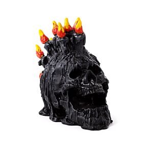 Decorative Ornament - Black Screaming Skull with Candles & Melted Wax