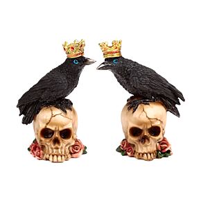 Decorative Ornament - Crow Wearing Crown Standing on Skulls