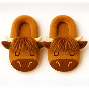 Plush Slippers Anti-Slip Slip On (EU39-41/UK6-8) - Highland Coo Cow Plush Slippers Anti-Slip Slip On (EU39-41/UK6-8) - Highland Coo Cow