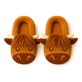 Plush Slippers Anti-Slip Slip On (EU36-38/UK3-5) - Highland Coo Cow Plush Slippers Anti-Slip Slip On (EU36-38/UK3-5) - Highland Coo Cow