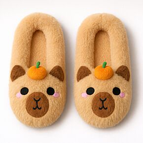 Plush Slippers Anti-Slip Slip On (EU39-41/UK6-8) - Capybara Plush Slippers Anti-Slip Slip On (EU39-41/UK6-8) - Capybara