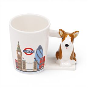 Shaped Handle Ceramic Mug - London Souvenir Corgi