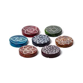 Carved Soapstone Ashcatcher Incense Burner - Chakra Round