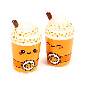 Ceramic Salt & Pepper Set - Hazel the Pumpkin Spiced Latte Foodiemals