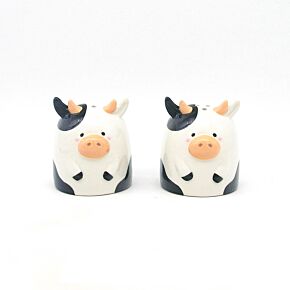 Ceramic Salt & Pepper Set - Black & White Cow