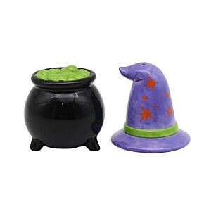 Ceramic Salt & Pepper Set - Spooky Witches Hat & Cauldron Ceramic Salt & Pepper Set - Spooky Witches Hat & Cauldron