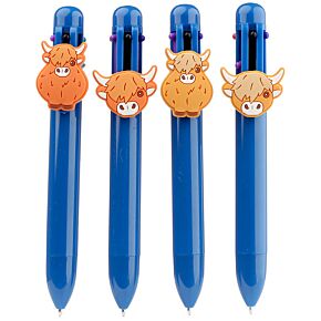 Multi Colour Pen (6 Colours) - Highland Coo Cow Multi Colour Pen (6 Colours) - Highland Coo Cow