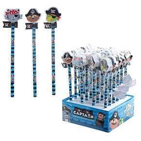 Fun Pirate Design Pencil and Eraser Set Fun Pirate Design Pencil and Eraser Set