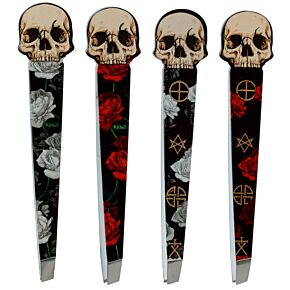 Shaped Tweezers - Skull and Roses 