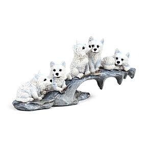 Wolf Ornament - Puppies Playing on Stone Outcrop