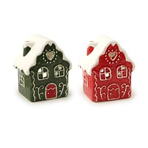 Tea Light Candle Holder - Christmas Gingerbread Red & Green
