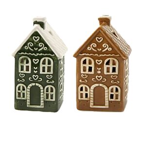 Tea Light Candle Holder - Christmas Gingerbread Town House